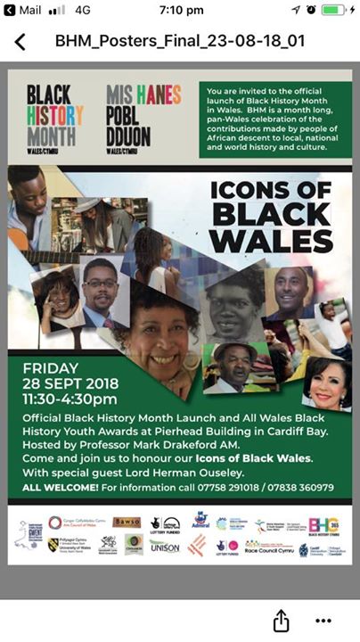 Join us for our North and South Wales Black History Wales Events 2018 #AllWelcome