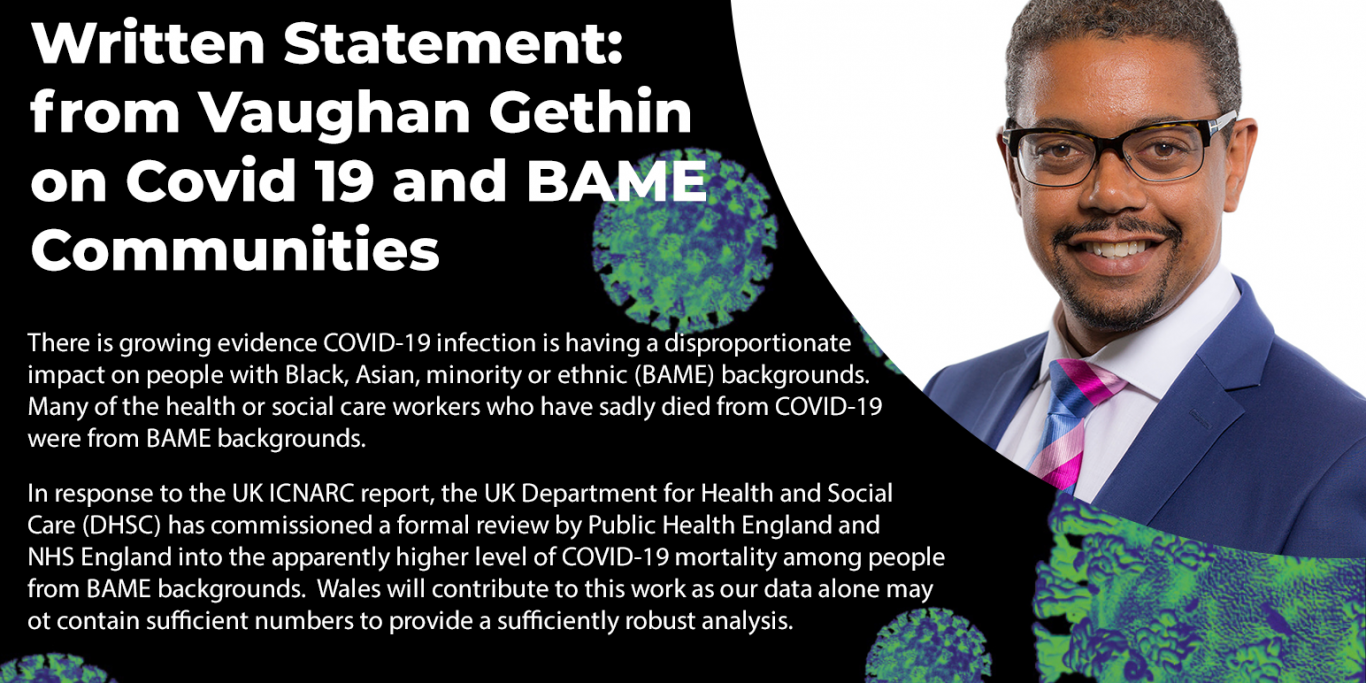 written statement from vaughan gethin on covid 19 and bame communities