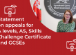 statement on appeals for a levels as skills challenge certificate and gcses
