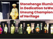 stonehenge illuminated in dedication to welsh unsung champions of heritage lee turner from the penllergare trust and uzo iwobi obe founder of race council cymru
