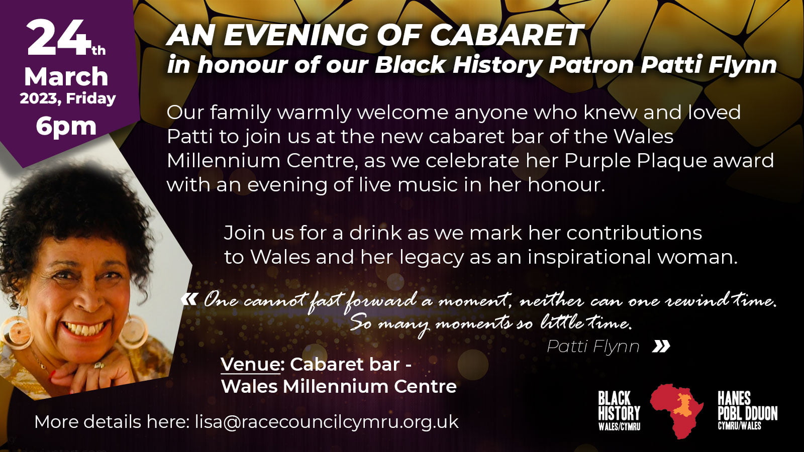 An evening of Cabaret in honour of Black History Patron Patti Flynn