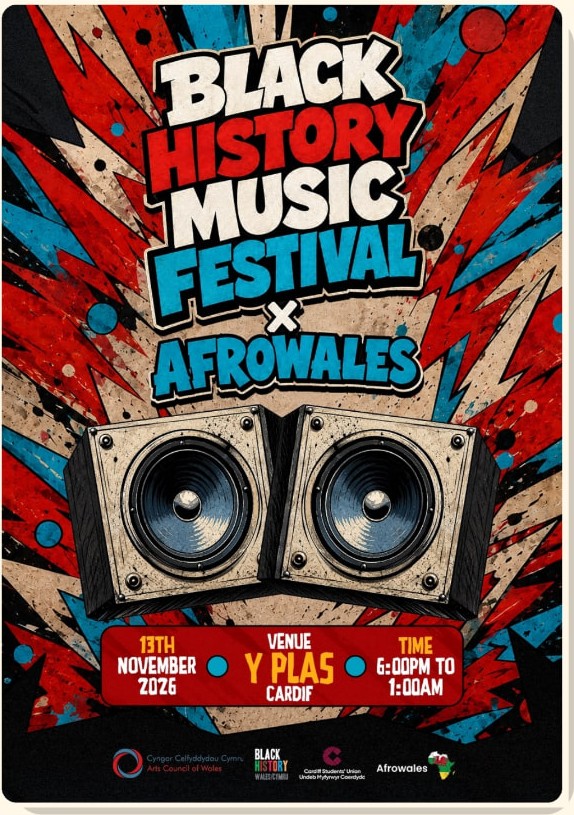 Black History Music Festival x AfroWales poster, 2026-11-13, Y Plas, Cardiff Students’ Union