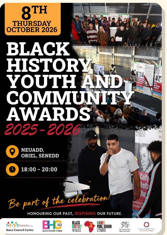 Black History Youth and Community Awards 2025–2026 poster, 2026-10-08, Neuadd, Oriel, Senedd
